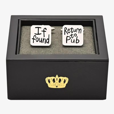 Harvey Makin If Found Return To Pub Brushed Cufflinks HM2386