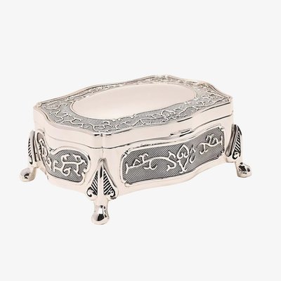 Sophia Silver Plated Oblong Patterned Wave Trinket Box JTB102