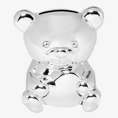 Silver Plated Teddy Bear Money Box 423