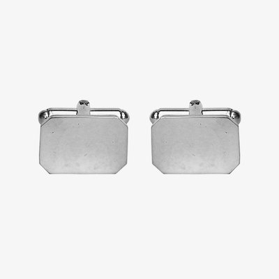 Sterling Silver Cut Corner Rectangular Engravable Cufflinks 70-7018