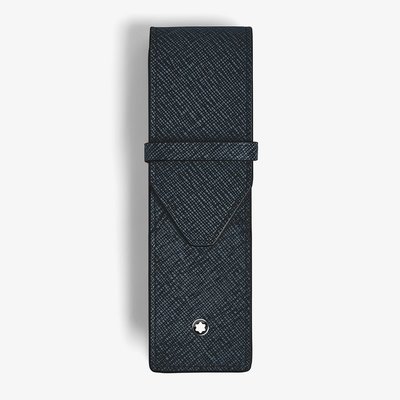Montblanc Sartorial Tweed Blue Leather Double Pen Pouch 220354