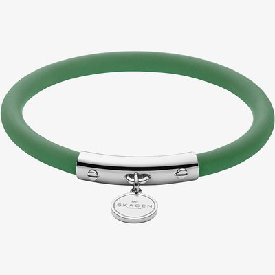 Skagen Blakely Green Silicone and Silver-Tone Bracelet