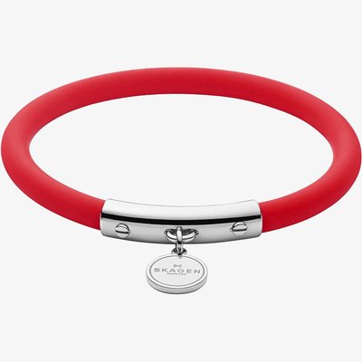 Skagen Blakely Red Silicone and Silver-Tone Bracelet