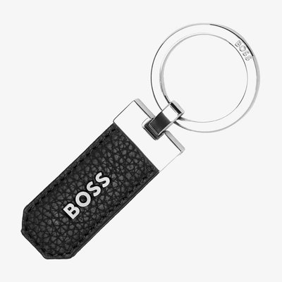 BOSS Classic Grained Black Keyring