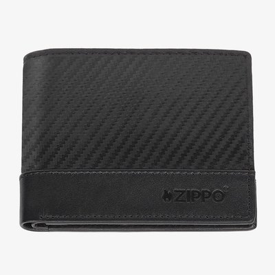 Zippo Carbon Fibre Pattern Black Leather Wallet
