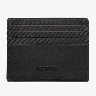 Zippo Carbon Fibre Pattern Black Leather Card Holder Wallet