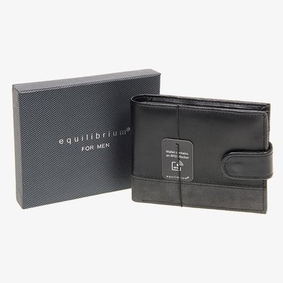 Equilibrium Mens Two Tone Black Leather Wallet 209910