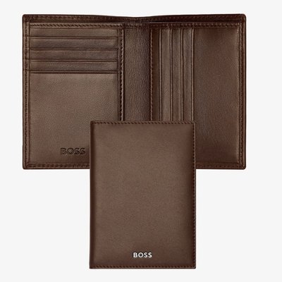 BOSS Classic Smooth Brown Folding Card Holder Wallet HLE403Y
