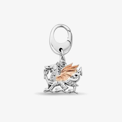 Tree Of Life Silver 9ct Rose Gold Insignia Welsh Dragon Dangle Charm