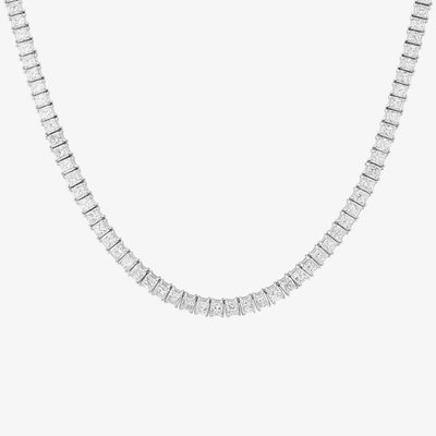 Second Hand Platinum 20.00ct Princess Cut Diamond Flexible Graduated 18 Inch Tennis Necklace 41041246