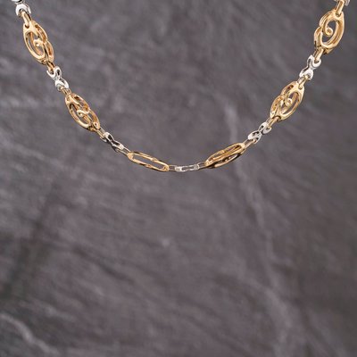 Second Hand 9ct Two Colour Gold Kiss & Swirl 15 Inch Fancy Chain 41041773