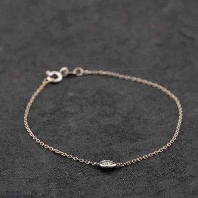 Second Hand 18ct White Gold 0.12ct Diamond Set 6.5 Inch Trace Chain Bracelet 41051117