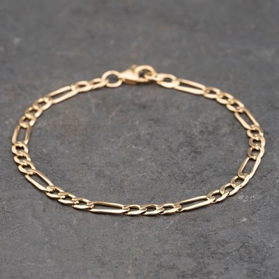 Second Hand 9ct Yellow Gold 8.5 Inch Figaro Chain Bracelet 41081299