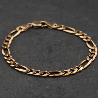 Second Hand 9ct Yellow Gold 9 Inch Figaro Chain Bracelet 41081333