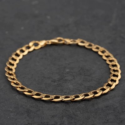 Second Hand 9ct Yellow Gold 8 Inch Curb Chain Bracelet 41081346