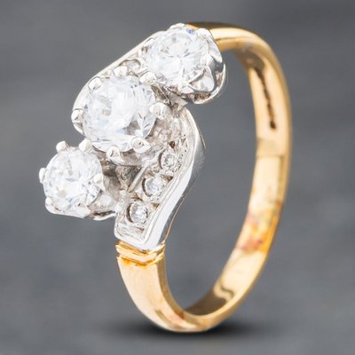 Second Hand 9ct Yellow Gold Cubic Zirconia Twist Three Stone Ring