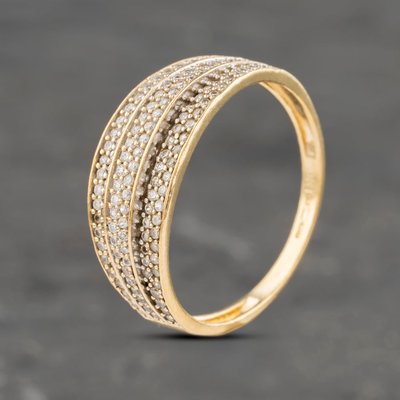Second Hand 9ct Yellow Gold Cubic Zirconia Triple Row Dress Ring