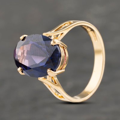 Second Hand 9ct Yellow Gold Colour Changing Sythetic Sapphire Oval Dress Ring