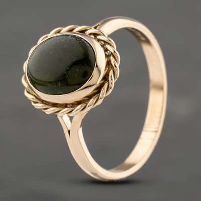 Second Hand 9ct Yellow Gold Agate Cabahon Dress Ring