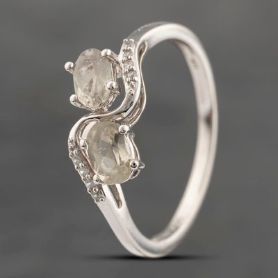 Second Hand 9ct Yellow Gold Topaz & Cubic Zirconia Crossover Ring