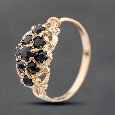 Second Hand 9ct Yellow Gold Sapphire Cluster Ring