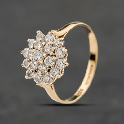 Second Hand 9ct Yellow Gold Cubic Zirconia Round Cluster Ring