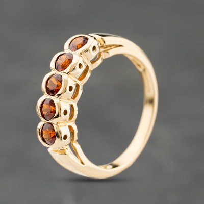 Second Hand 9ct Yellow Gold Citrine Rubover Five Stone Ring 41104140
