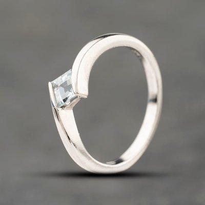 Second Hand 9ct White Gold Aquamarine Square Cut Dress Ring 41104166