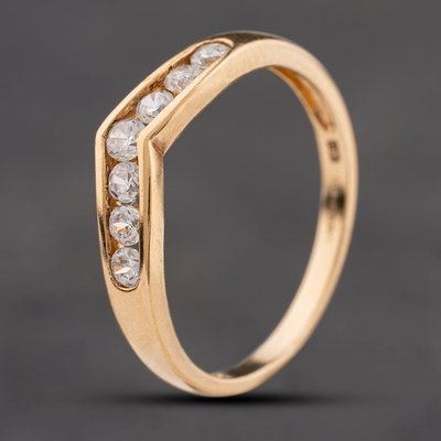 Second Hand 9ct Yellow Gold Cubic Zirconia Channel Set Half Wishbone Ring 41104212