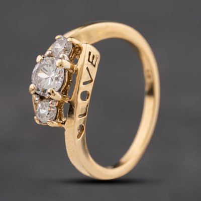 Second Hand 9ct Yellow Gold Cubic Zirconia Love Three Stone Ring 41104215