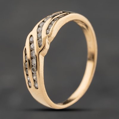 Second Hand 9ct Yellow Gold Cubic Zirconia Three Row Ring 41104219