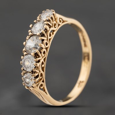 Second Hand 9ct Yellow Gold Cubic Zirconia Five Stone Ring 41104243