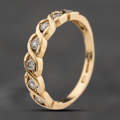 Second Hand 9ct Yellow Gold Cubic Zirconia Seven Stone Half Eternity Ring 41104276