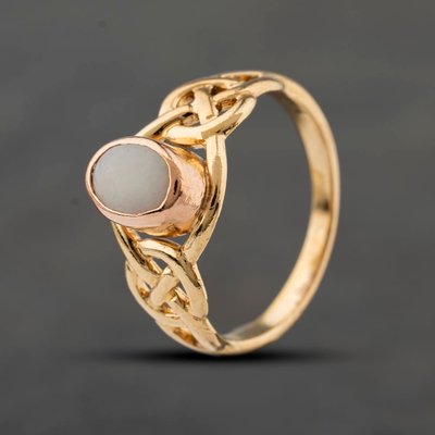 Second Hand Yellow Gold Opal Celtic Design Dress Ring 41104361