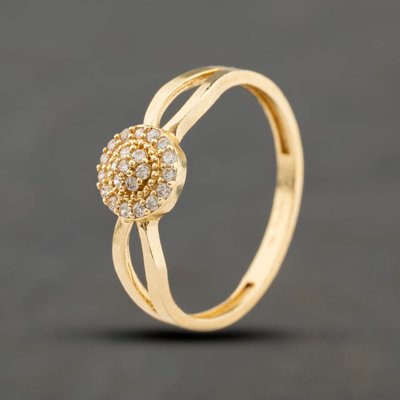 Second Hand Yellow Gold Cubic Zirconia Round Cluster Ring 41104430