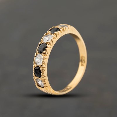 Second Hand 9ct Yellow Gold Sapphire & Cubic Zirconia Half Eternity Ring 41104442