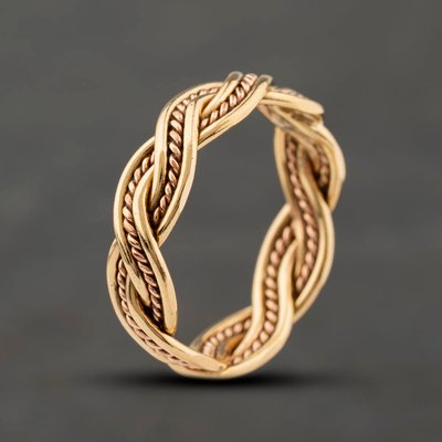 Second Hand 9ct Two Colour Gold Twisted Band Ring 41104444
