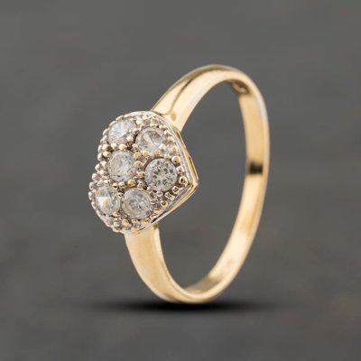 Second Hand 9ct Two Colour Gold Cubic Zirconia Set Heart Dress Ring 41104478