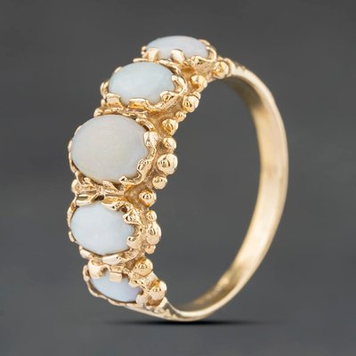 Second Hand 9ct Yellow Gold Opal Five Stone Ring 41104545
