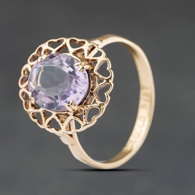 Second Hand Vintage Yellow Gold Amethyst Oval Dress Ring 41104570