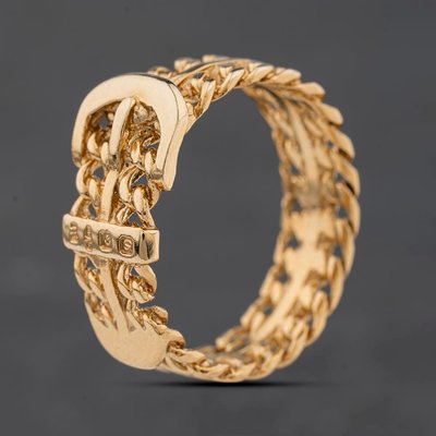 Second Hand Vintage Yellow Gold Curb Design Buckle Ring 41104625