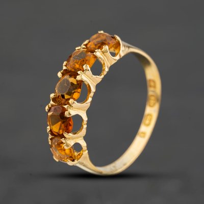 Second Hand Antique 18ct Yellow Gold Citrine Five Stone Ring 41104648