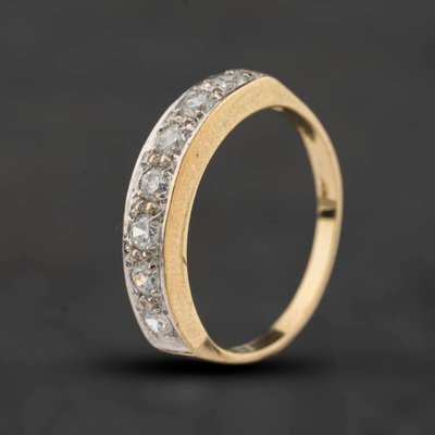 Second Hand 9ct Yellow Gold Cubic Zirconia Seven Stone Half Eternity Ring 41104670