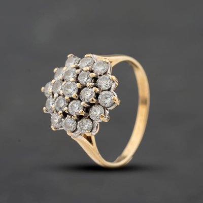 Second Hand 9ct Yellow Gold Cubic Zirconia Flower Cluster Ring 41104723