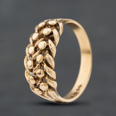Second Hand 9ct Yellow Gold 2 Row Keeper Ring 41104744