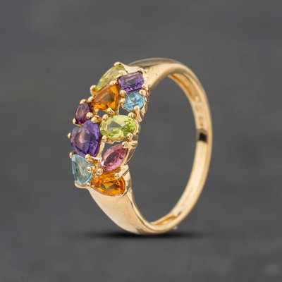 Second Hand 9ct Yellow Gold Multi Stone Dress Ring 41104754