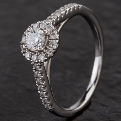 Pre-Owned 18ct White Gold Tolkowsky 0.50ct Diamond Halo Cluster Ring 41482501