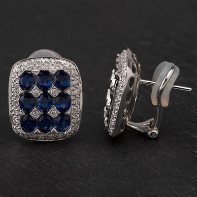 Second Hand 18ct White Gold Sapphire Diamond Earrings 41174012