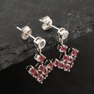 Second Hand 9ct White Gold Topaz & White Sapphire 17.8mm Dropper Earrings