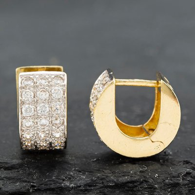 Second Hand 9ct Yellow Gold Cubic Zirconia Pave Set Ear Cuff Earrings 41172302